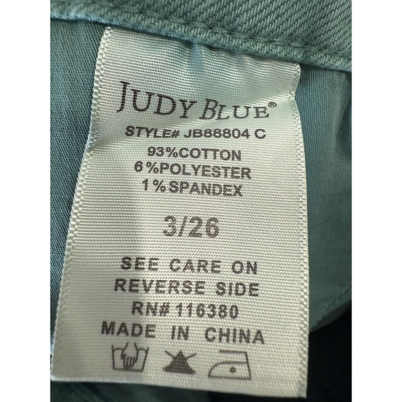 Judy Blue Wide Flare Jeans Women's 3/26 Garment Dyed Light Green Stretch Denim - Picture 7 of 11